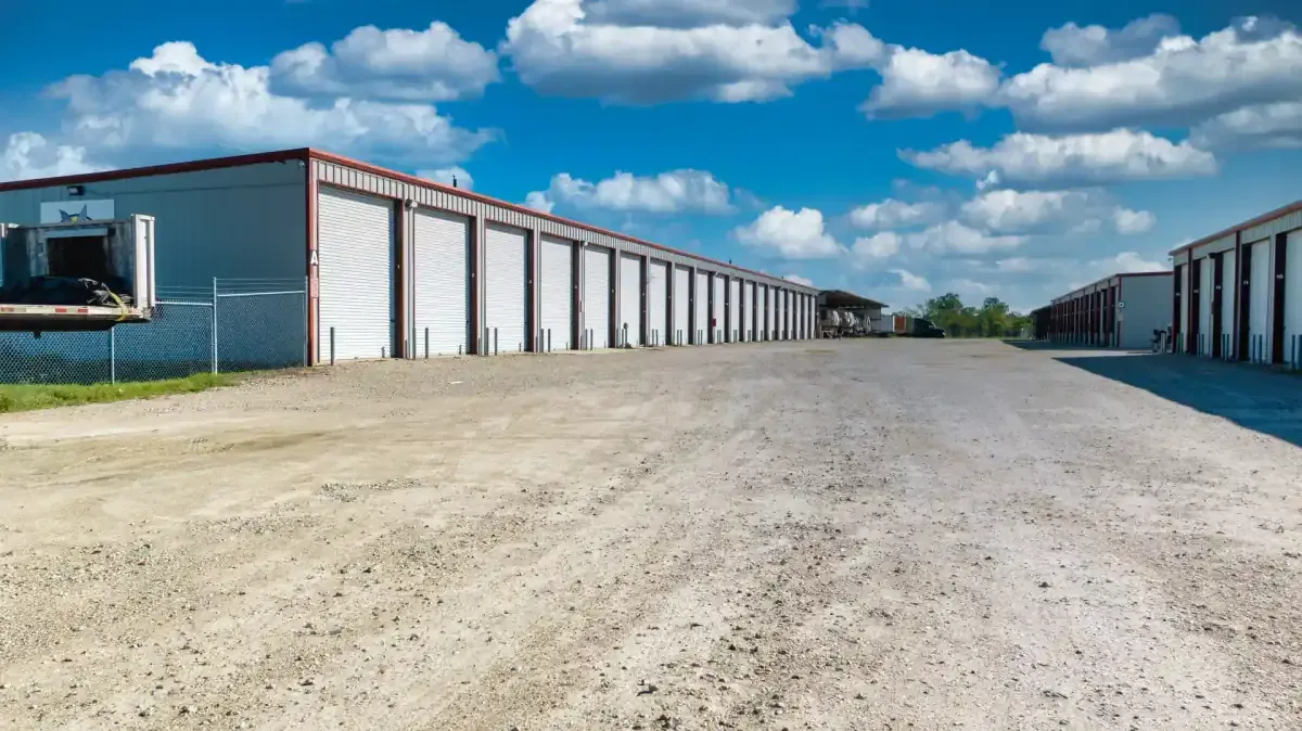 Exterior of units at Becker Road self storage facility in Hockley, TX.