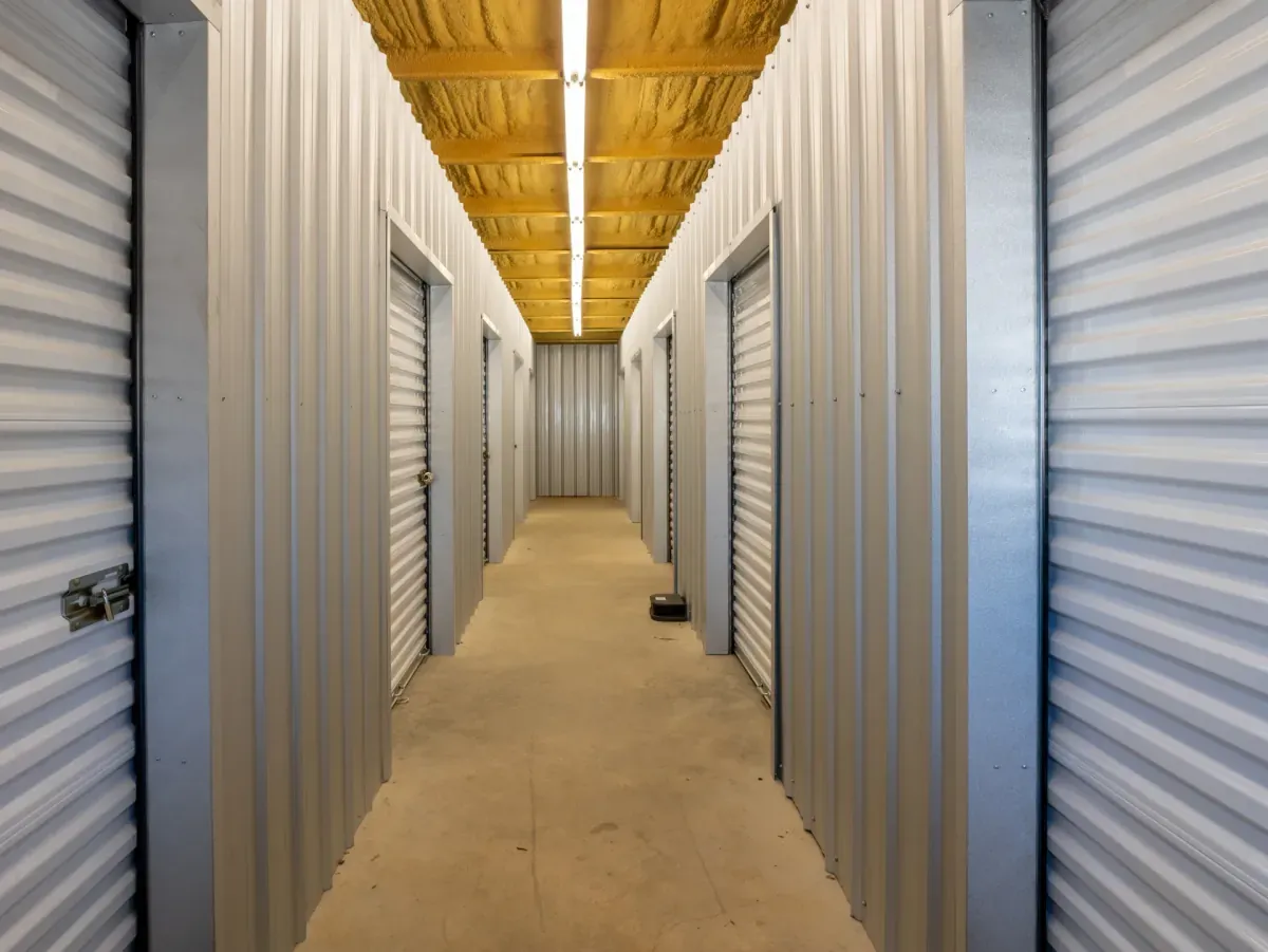 Indoor storage units at Bullard, TX self storage facility.