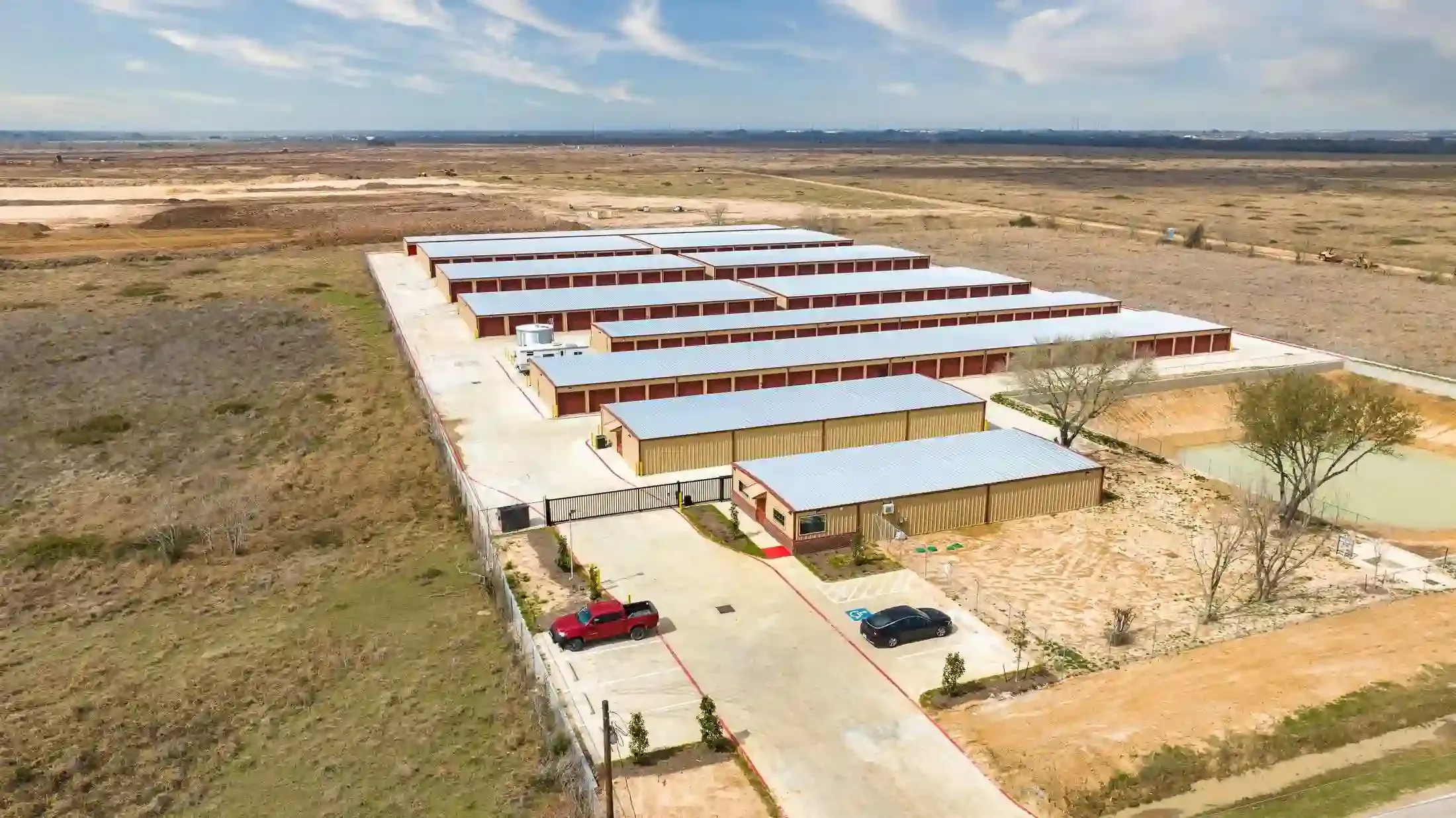 Skyview of storage at Hockley, TX self storage facility.
