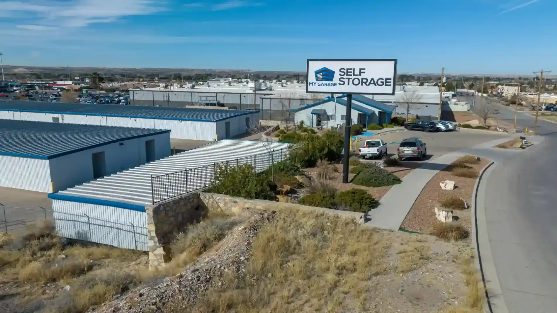 Exterior of storage units at El Paso, TX self storage facility.