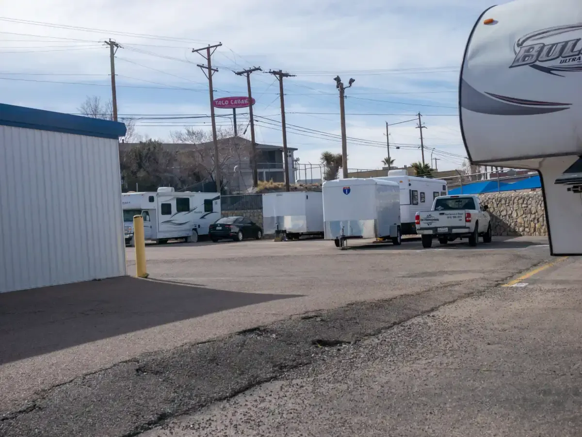 Uncovered parking at El Paso, TX self storage facility.