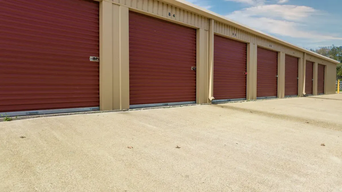 Exterior of storage units at Morgans Point Resort, TX self storage facility.